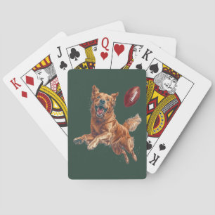 Cute Golden Retriever Dog Playing Football Cards