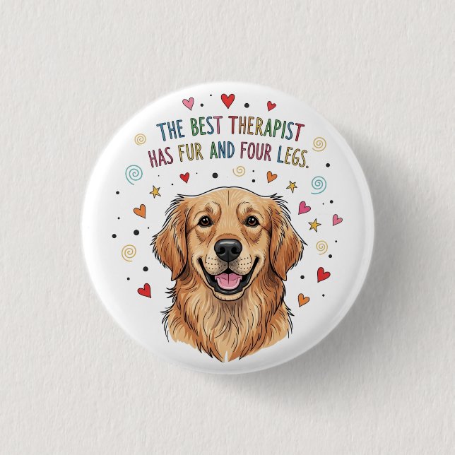 Cute Golden Retriever Doodle 1 Inch Round Button (Front)