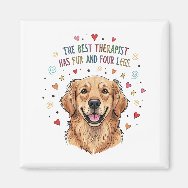 Cute Golden Retriever Doodle Magnet (Front)