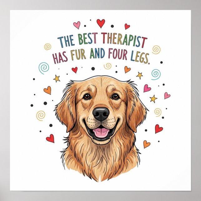 Cute Golden Retriever Doodle Poster (Front)