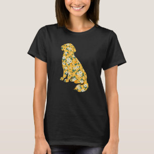 Cute Golden Retriever Flower Floral Silhouette Dog T-Shirt