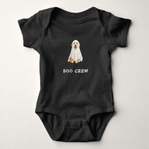 Cute Golden Retriever Halloween Ghost Boo Crew Baby Bodysuit