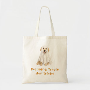 Cute Golden Retriever Halloween Ghost Tricks Treat Tote Bag