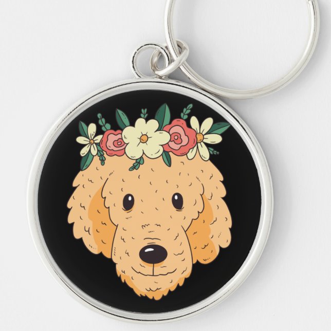 Cute Golden Retriever Head Keychain (Front)