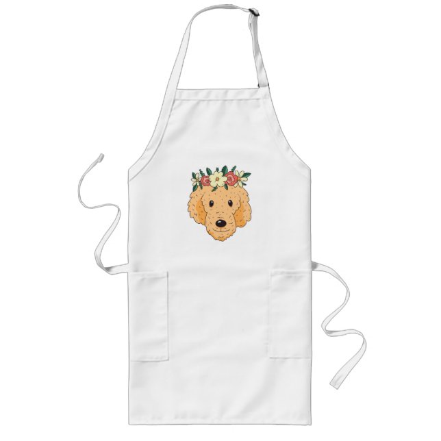Cute Golden Retriever Head Long Apron (Front)