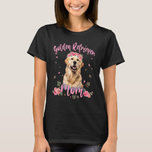 Cute Golden Retriever Mom Flower Dog Women T-Shirt