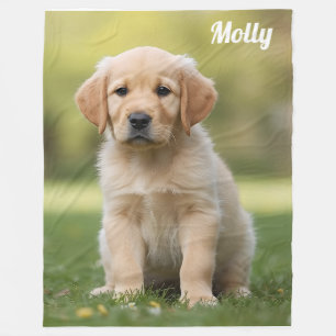 Cute Golden Retriever Personalized Fleece Blanket