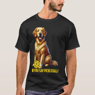 Cute Golden Retriever Pickleball Dog T-Shirt