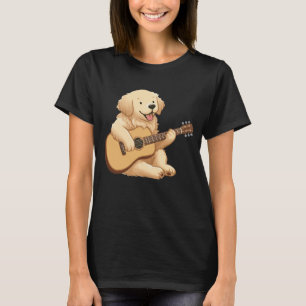 Cute Golden Retriever playing guitar T-Shirt
