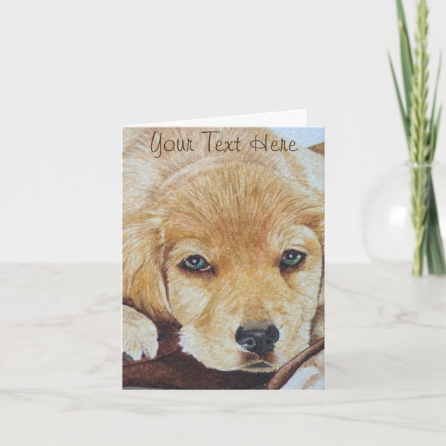 cute golden retriever puppy dog card (Front)