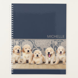Cute Golden Retriever Puppy Dog Personalized Name Planner