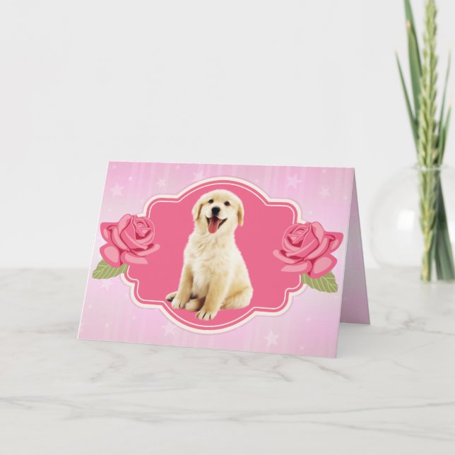 Cute Golden Retriever Puppy Mother's Day Card (Front)