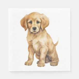 Cute Golden Retriever Puppy Watercolor Dog  Napkin
