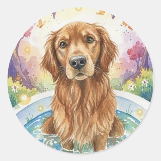 Cute Golden Retriever Sticker (Front)