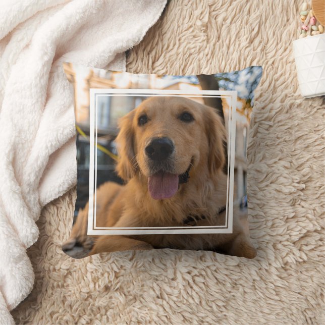Cute Golden Retriever Throw Pillow (Blanket)