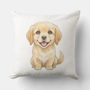 Cute golden retriever throw pillow
