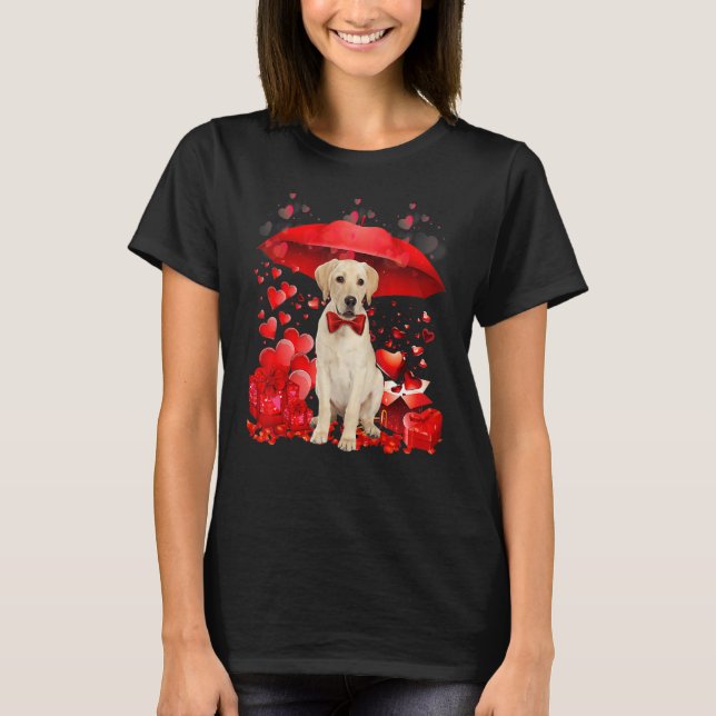 Cute Golden Retriever Valentine Hearts Umbrella Lo T-Shirt (Front)