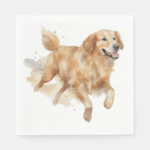 Cute Golden Retriever Watercolor Puppy Dog Napkin
