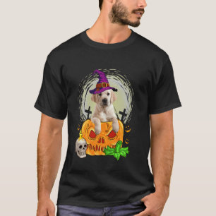 Cute Golden Retriever Witch Pumpkin Halloween Dog T-Shirt