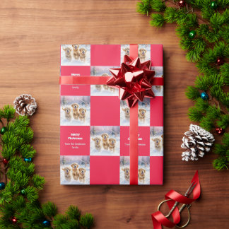 Cute Golden Retrievers In Snow Puppy Christmas Wrapping Paper