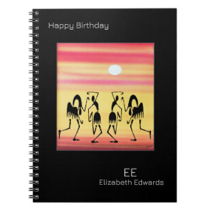 Cute, Golden Sunset, Break Dance Birthday Notebook