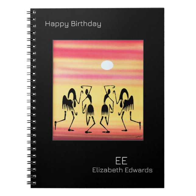 Cute, Golden Sunset, Break Dance Birthday Notebook (Front)