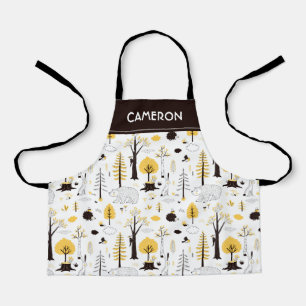 Cute Golden Woods Scene Pattern Apron