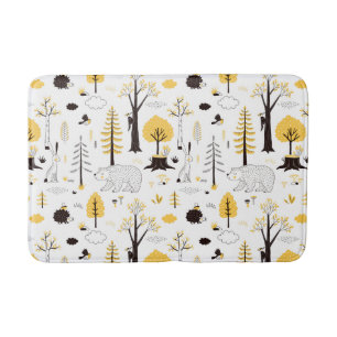 Cute Golden Woods Scene Pattern Bath Mat