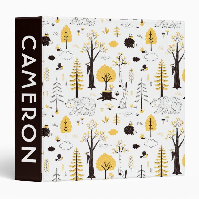 Cute Golden Woods Scene Pattern Binder (Front/Spine)