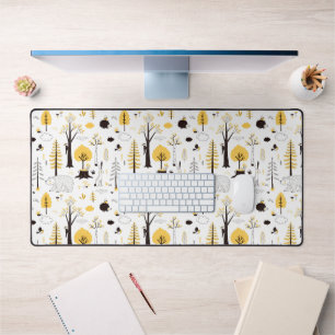 Cute Golden Woods Scene Pattern Desk Mat