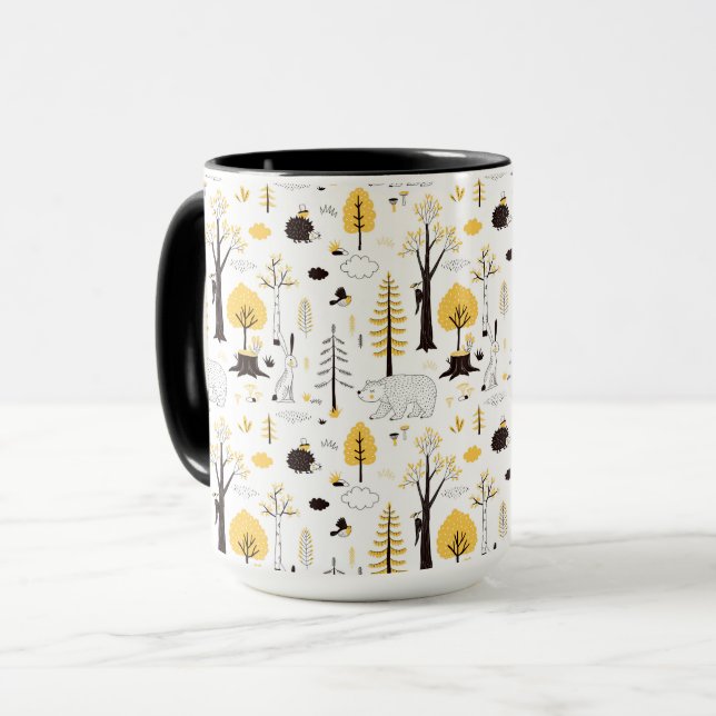 Cute Golden Woods Scene Pattern Mug (Front Left)