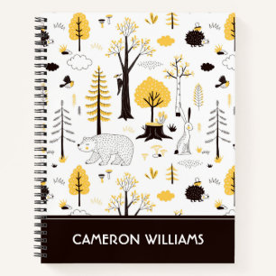 Cute Golden Woods Scene Pattern Notebook