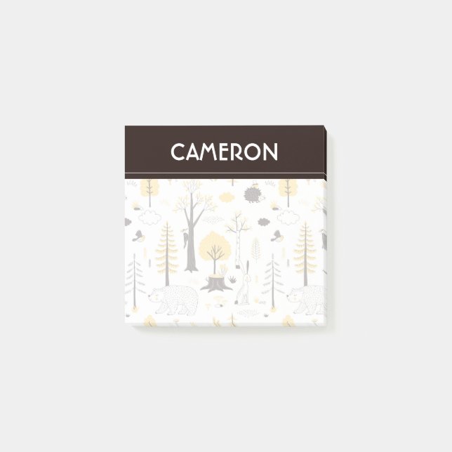 Cute Golden Woods Scene Pattern Post-it Notes (Front)