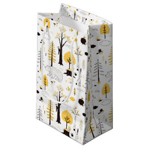 Cute Golden Woods Scene Pattern Small Gift Bag