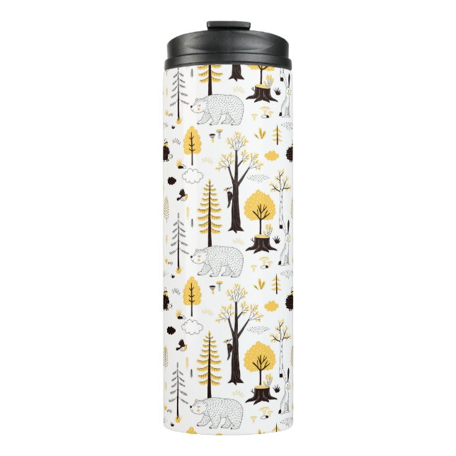 Cute Golden Woods Scene Pattern Thermal Tumbler (Front)