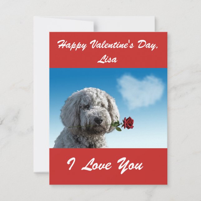 CUTE GOLDENDOODLE CUSTOM VALENTINE'S DAY HOLIDAY CARD (Front)