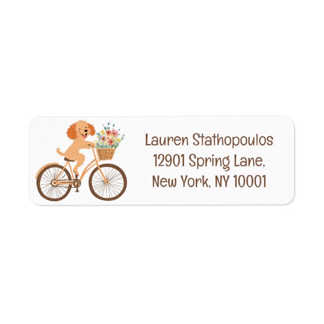 Cute Goldendoodle Dog Biking Spring Flowers (Front)