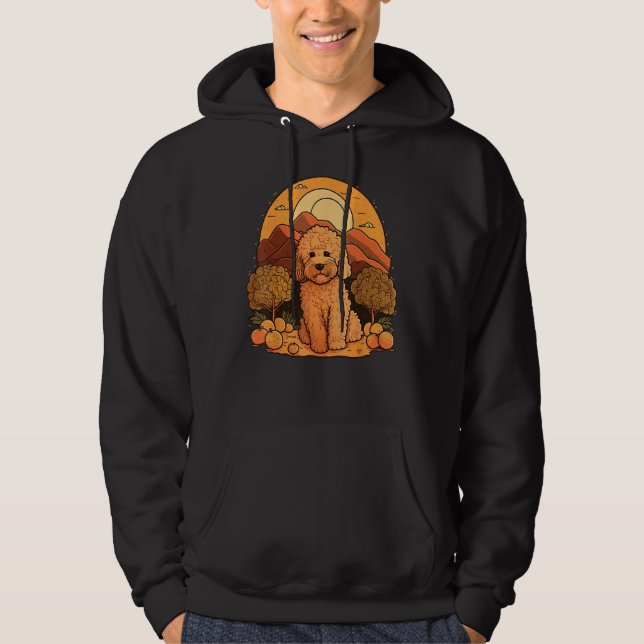 Cute Goldendoodle Dog on Golden Doodle Hoodie (Front)