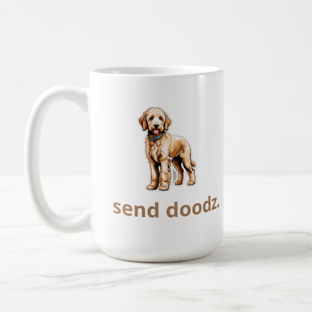 Cute Goldendoodle Dog "Send Doodz" 2 Coffee Mug (Left)