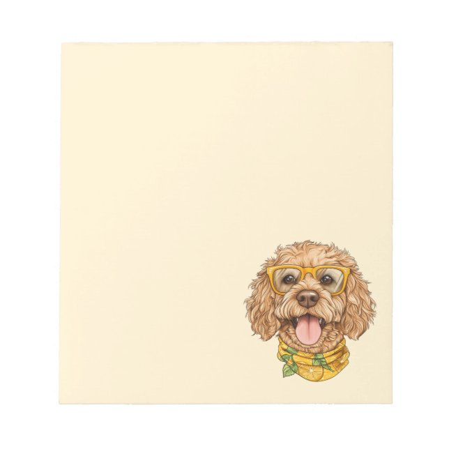 Cute Goldendoodle Dog Sunglasses Oranges Notepad (Front)