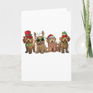 Cute Goldendoodle Dogs Christmas Lights Golden Doo Card
