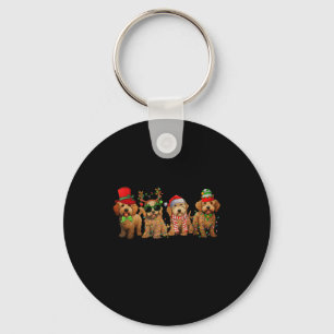 Cute Goldendoodle Dogs Christmas Lights Golden Doo Keychain
