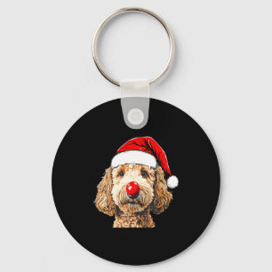 Cute Goldendoodle Dogs Christmas Santa Golden Dood Keychain