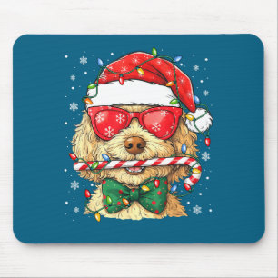 Cute Goldendoodle Santa Hat Xmas Lights Goldendood Mouse Pad