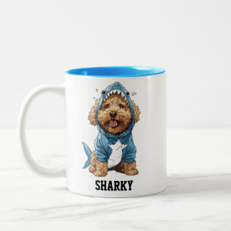 Cute Goldendoodle Shark Two-Tone Coffee Mug