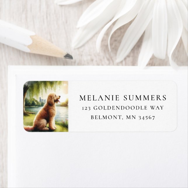 Cute Goldendoodle Summer Return Address Label (Insitu)