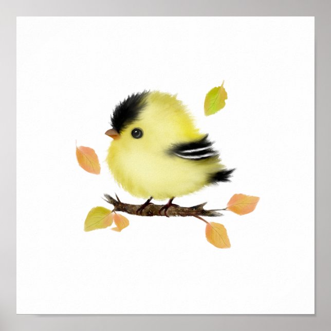 Cute Goldfinch Bird Poster Print (Front)