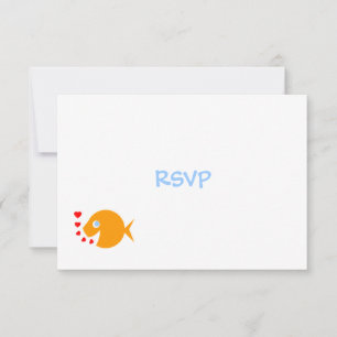 Cute Goldfish & Hearts Beach Wedding RSVP Card