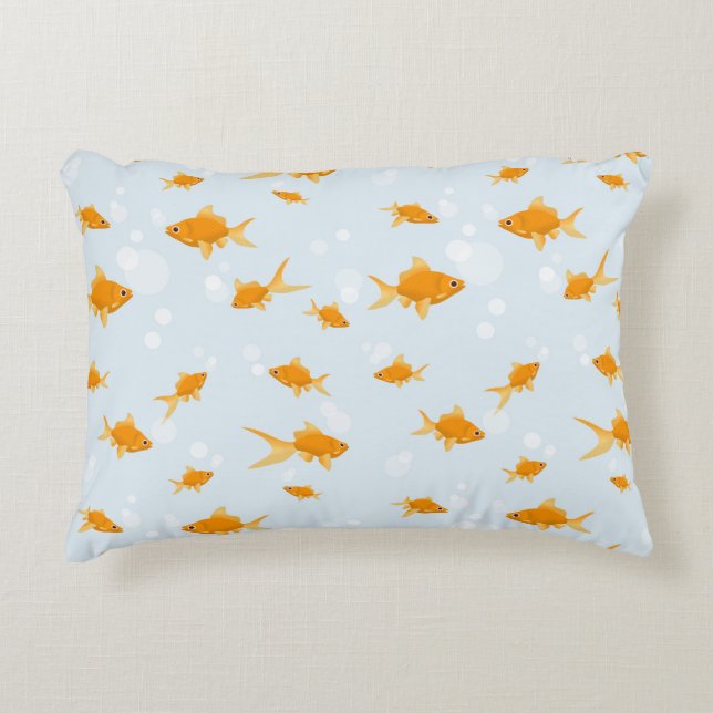 Cute Goldfish Swimming in Water Accent Pillow (Front)
