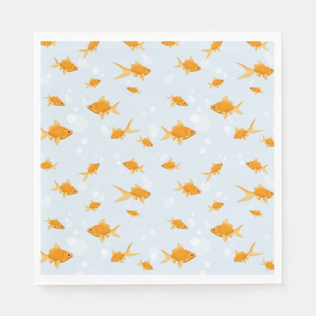Cute Goldfish Swimming in Water Napkin (Front)